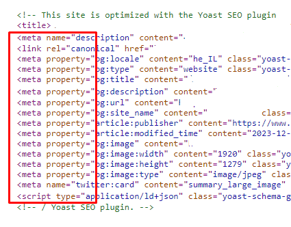 תגיות מטא (Meta Tags)