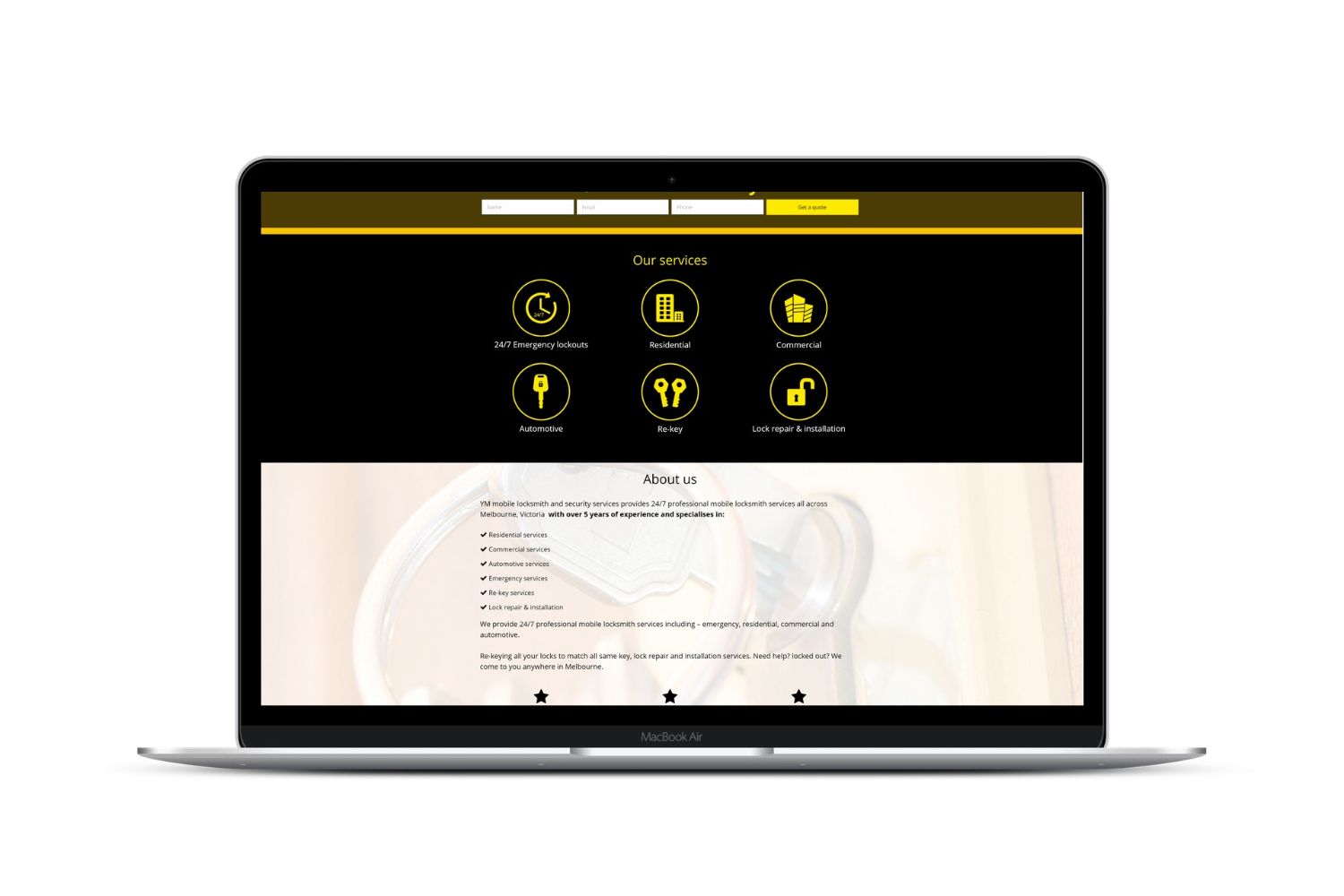 YM locksmith - עמודי נחיתה - מסך 1 מהפרויקט